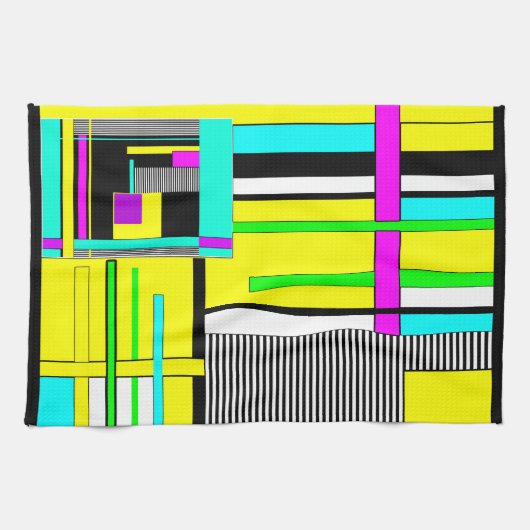 Helderheid abstracte geometrische neonpatroonwerpl theedoek (Horizontaal)