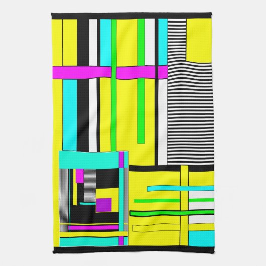 Helderheid abstracte geometrische neonpatroonwerpl theedoek (Verticaal)