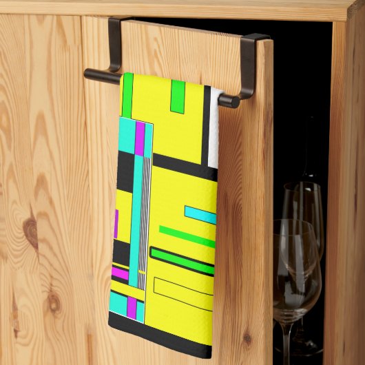 Helderheid abstracte geometrische neonpatroonwerpl theedoek (Derde Gevouwen)