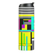 Helderheid abstracte geometrische neonpatroonwerpl thermosbeker (Gedraaid links)