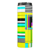 Helderheid abstracte geometrische neonpatroonwerpl thermosbeker (Achterkant)