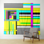 Helderheid abstracte geometrische neonpatroonwerpl wandkleed (In Situ (horizontaal))