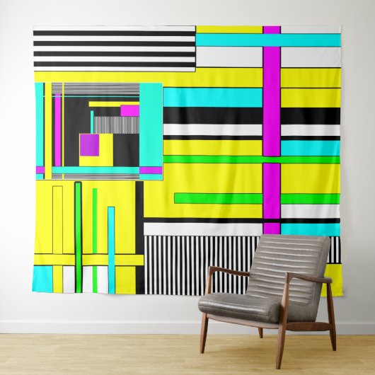 Helderheid abstracte geometrische neonpatroonwerpl wandkleed (In Situ (horizontaal))