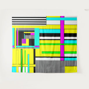 Helderheid abstracte geometrische neonpatroonwerpl wandkleed
