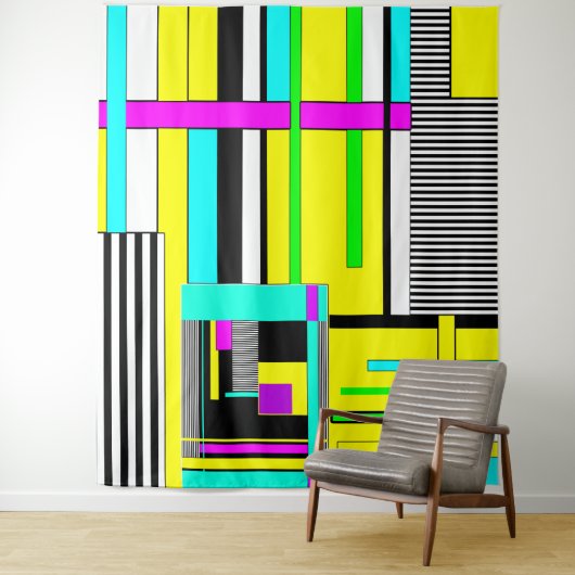 Helderheid abstracte geometrische neonpatroonwerpl wandkleed (In situ)