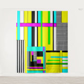 Helderheid abstracte geometrische neonpatroonwerpl wandkleed (Voorkant)