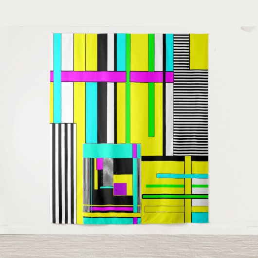 Helderheid abstracte geometrische neonpatroonwerpl wandkleed (Voorkant)