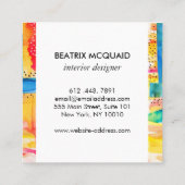 Helderheid Abstracte kleurrijke Waterverf Vierkante Visitekaartje (Achterkant)