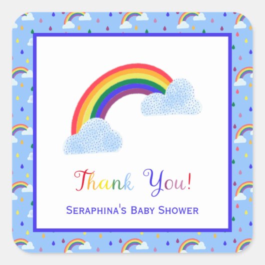 Helderheid Baby shower voor regenboog Vierkante Sticker (Voorkant)