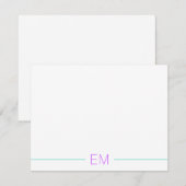 Helderheid Blauwgroen, eenvoudige monogrammen Notitiekaartje (Voorkant / Achterkant)