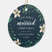 Helderheid | Eerste kerstfoto met huwelijk Keramisch Ornament (Links)