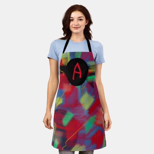 Helderheid en Abstracte digitale kunstmonogram Schort (Gedragen)