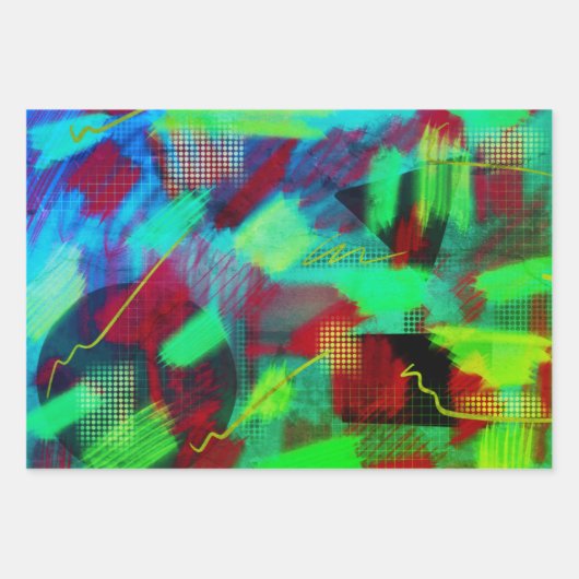 Helderheid en goedkoop Abstracte digitale art 3-kl Inpakpapier Vel (Voorkant 2)