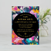 Helderheid en kleurrijke Abstracte marbling Bat Mi Folie Uitnodiging (Staand Voorkant)