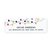 Helderheid en kleurrijke kerstverlichting feestdag etiket (Voorkant)