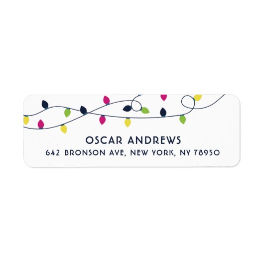 Helderheid en kleurrijke kerstverlichting feestdag etiket (Voorkant)