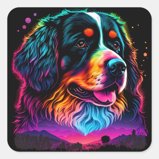 Helderheid en mooie Bernese Mountain Dog Vierkante Sticker (Voorkant)