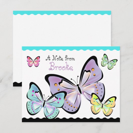 Helderheid en mooie notitiekaart voor vlinder notitiekaartje (Voorkant / Achterkant)