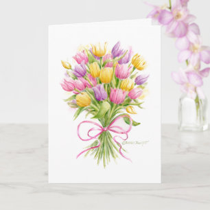 Helderheid en mooie Tulip Bouquet Birthday-kaart Kaart