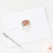 Helderheid en Oranje Floral Wedding Ronde Sticker (Envelop)