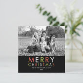 Helderheid en prettige kerstfotokaart - zwart feestdagenkaart (Staand voorkant)
