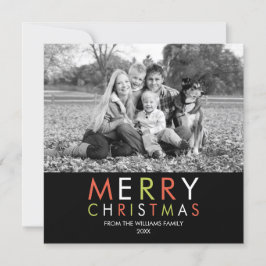 Helderheid en prettige kerstfotokaart - zwart feestdagenkaart