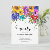 Helderheid en vette Florals 90e verjaardag Kaart (Staand voorkant)