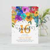 Helderheid en vette Florals Sweet Sixteen 16e verj Kaart (Staand voorkant)