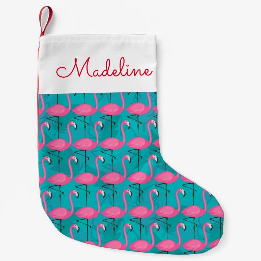 Helderheid Flamingo patroon | Jouw namen toevoegen Kleine Kerstsok (Voorkant)