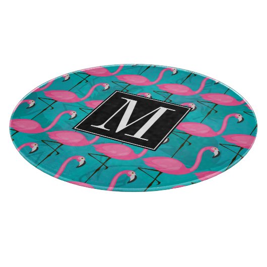 Helderheid Flamingo patroon | Voeg je Initiaal toe Snijplank (Hoek)