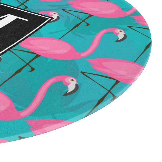 Helderheid Flamingo patroon | Voeg je Initiaal toe Snijplank (Hoek)