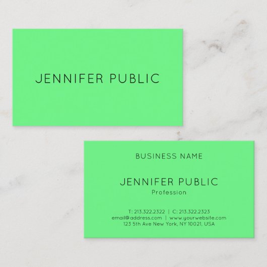 Helderheid heldere neon groene kleur moderne Sjabl Visitekaartje (Voorkant / Achterkant)