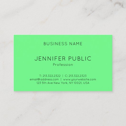 Helderheid heldere neon groene kleur moderne Sjabl Visitekaartje (Achterkant)
