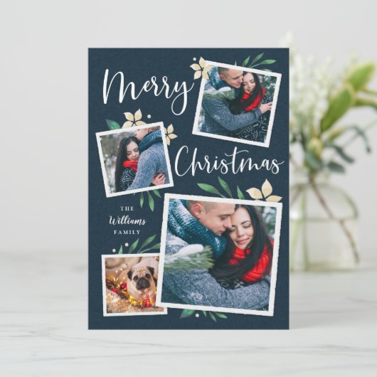 Helderheid | Kerstmis met meerdere foto's Feestdagenkaart (Staand voorkant)