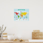 Helderheid Kinder Wereldkaart met illustraties Poster (Keuken)