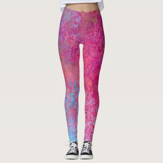 Helderheid magenta Sunset Abstract Acrylzuur Leggings (Voorkant)