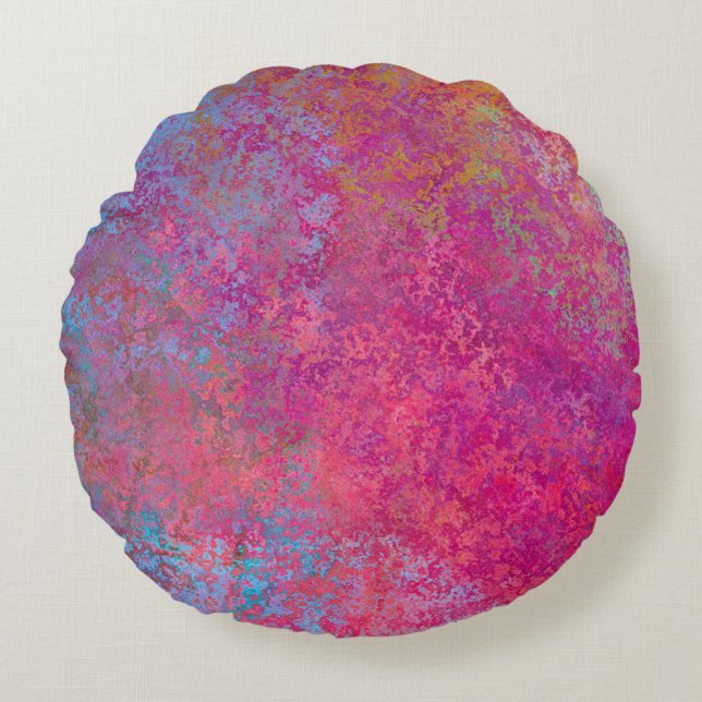 Helderheid magenta Sunset Abstract Acrylzuur Rond Kussen (Voorkant)