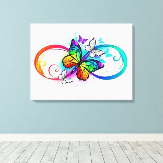 Helderheid met de regenboogvlinder canvas afdruk (Insitu (Houten vloer))