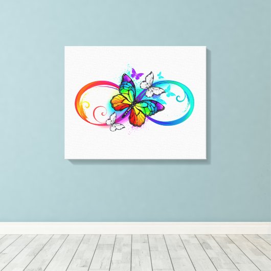 Helderheid met de regenboogvlinder canvas afdruk (Insitu (Houten vloer))