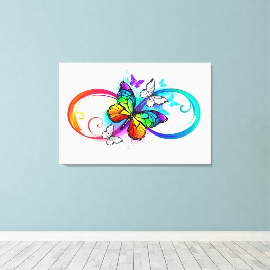 Helderheid met de regenboogvlinder canvas afdruk (Insitu (Houten vloer))