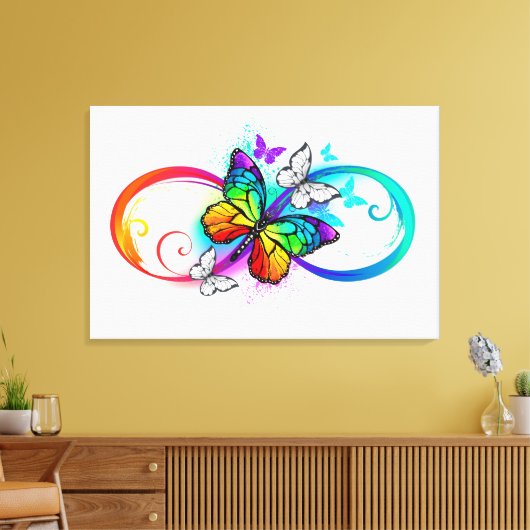 Helderheid met de regenboogvlinder canvas afdruk (Insitu (Woonkamer))