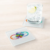 Helderheid met de regenboogvlinder glazen onderzetter (Schuin)