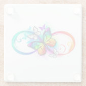 Helderheid met de regenboogvlinder glazen onderzetter (Achterkant)