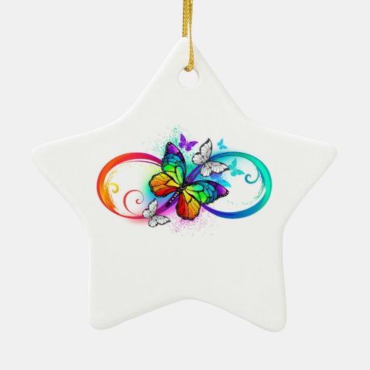 Helderheid met de regenboogvlinder keramisch ornament (Achterkant)