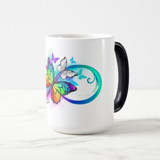 Helderheid met de regenboogvlinder magische mok (Voorkant rechts)