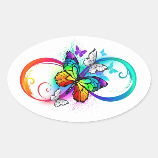 Helderheid met de regenboogvlinder ovale sticker (Voorkant)