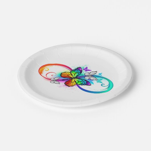 Helderheid met de regenboogvlinder papieren bordje (Gekanteld)