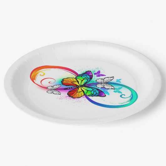 Helderheid met de regenboogvlinder papieren bordje (Gekanteld)