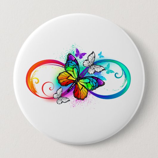 Helderheid met de regenboogvlinder ronde button 4,0 cm (Voorkant)