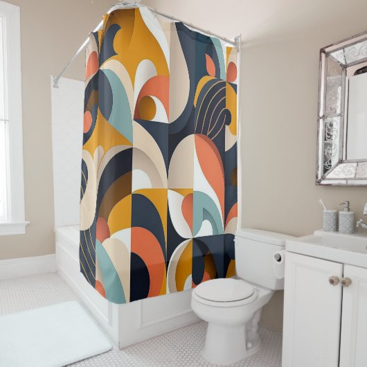 Helderheid Mid Century Modern Douchegordijn (In situ)